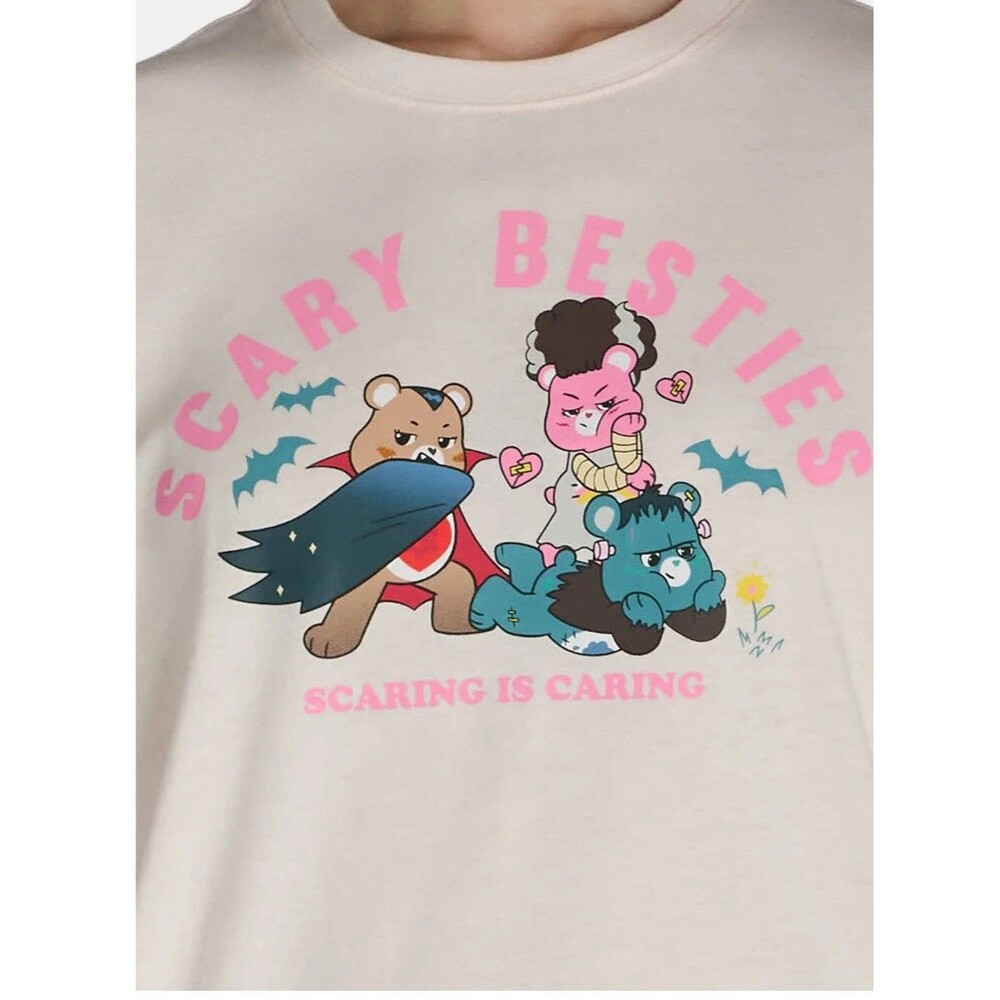 Junior Womens Pink Care Bears Scaring Is Caring Tee Shirt T-shirt XS (0-2)